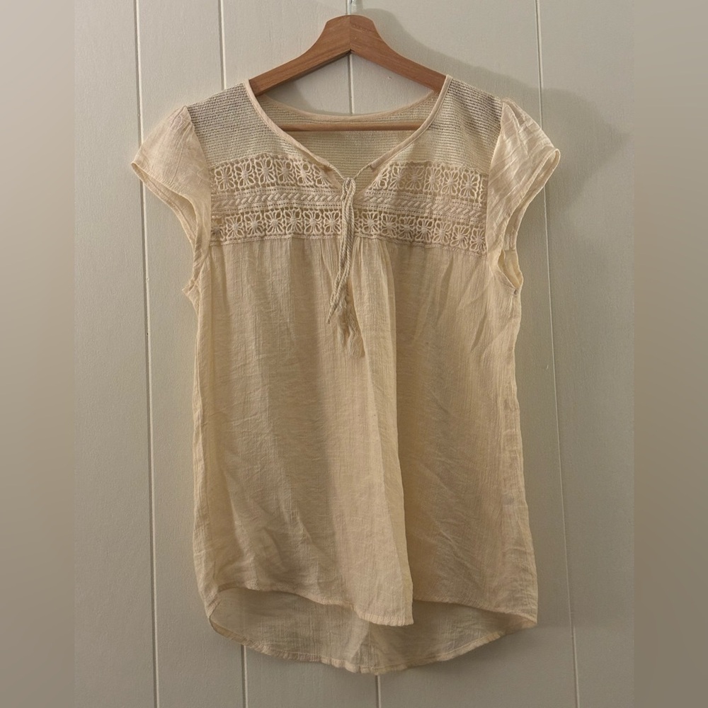 Peasant top oatmeal-colored MINE blouse (L)